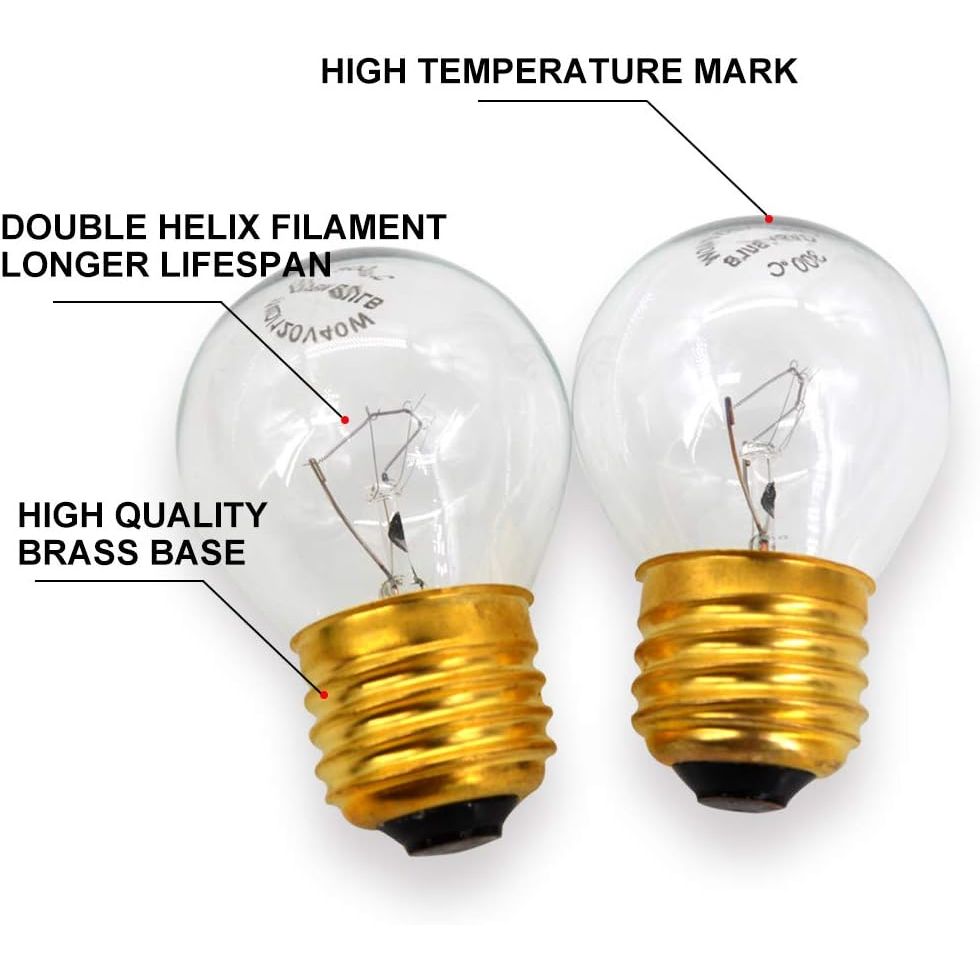 Appliance Oven Refrigerator Bulbs,G45 120 Volt 40 Watt Oven Bulb, High Temperature 300 Degree Resistant Incandescent Bulbs,E27E26 Brass Base Clear Glass Oven Bulb(4 Pack) - Just Closeouts Canada Inc.
