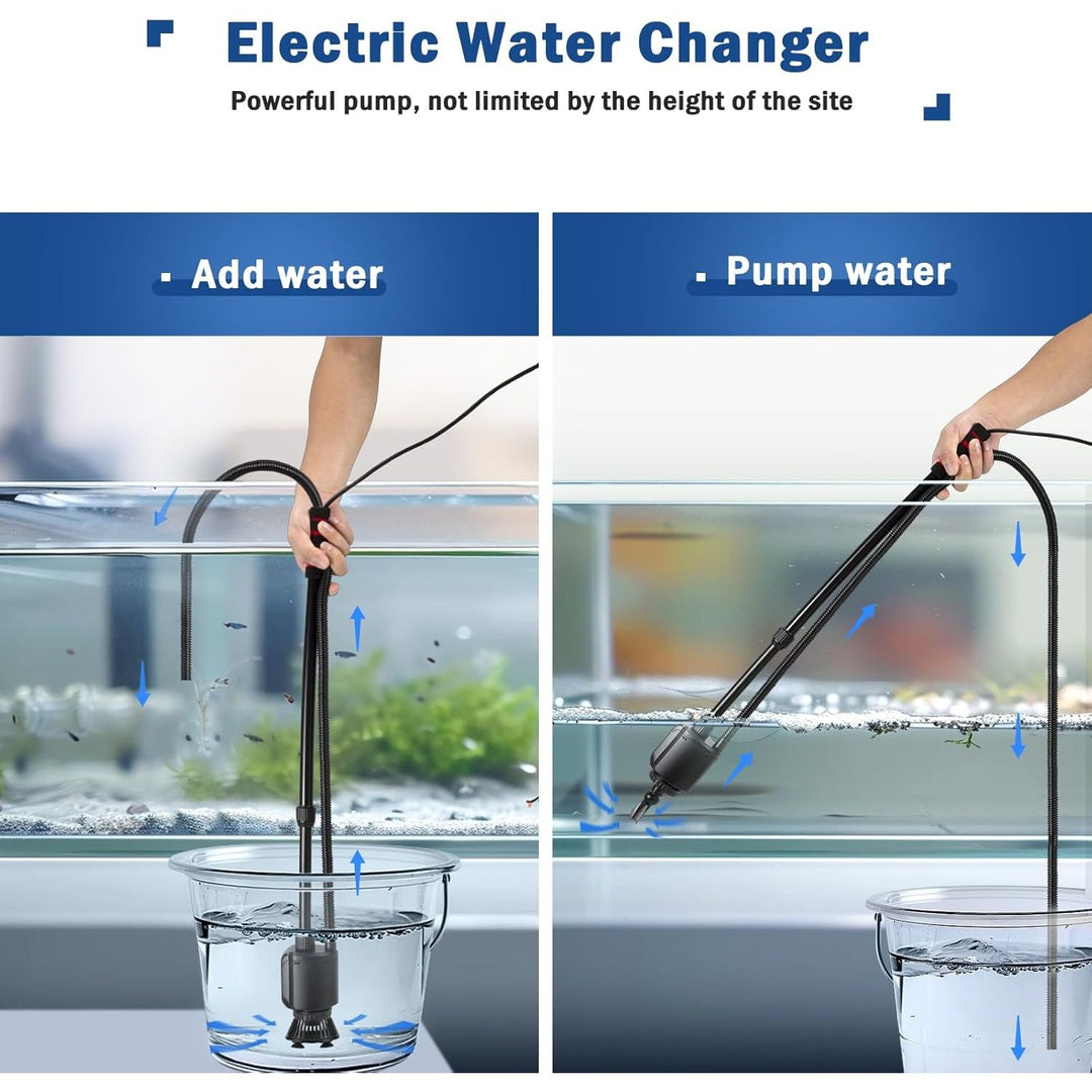 AQQA Aquarium Gravel Cleaner Siphon Kit,6 in 1 Electric Automatic Removable Vacuum Water Changer?Multifunction Wash Sand Suck The Stool Filter 110V/ 20W 320GPH (20W 320GPH) - Just Closeouts Canada Inc.