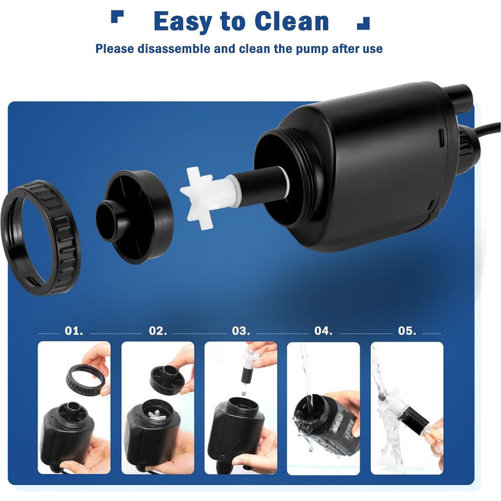 AQQA Aquarium Gravel Cleaner Siphon Kit,6 in 1 Electric Automatic Removable Vacuum Water Changer?Multifunction Wash Sand Suck The Stool Filter 110V/ 20W 320GPH (20W 320GPH) - Just Closeouts Canada Inc.