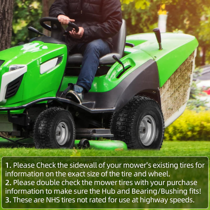 AR - PRO (2 - Pack) 15 x 6.00 - 6 Tire and Wheel Assembly, Replacement Pneumatic Front Lawn Mower Tires for Riding Mower, 3" Offset Hub and 3/4" Bushings, 4Ply, 500 lbs Capacity - Just Closeouts Canada Inc.