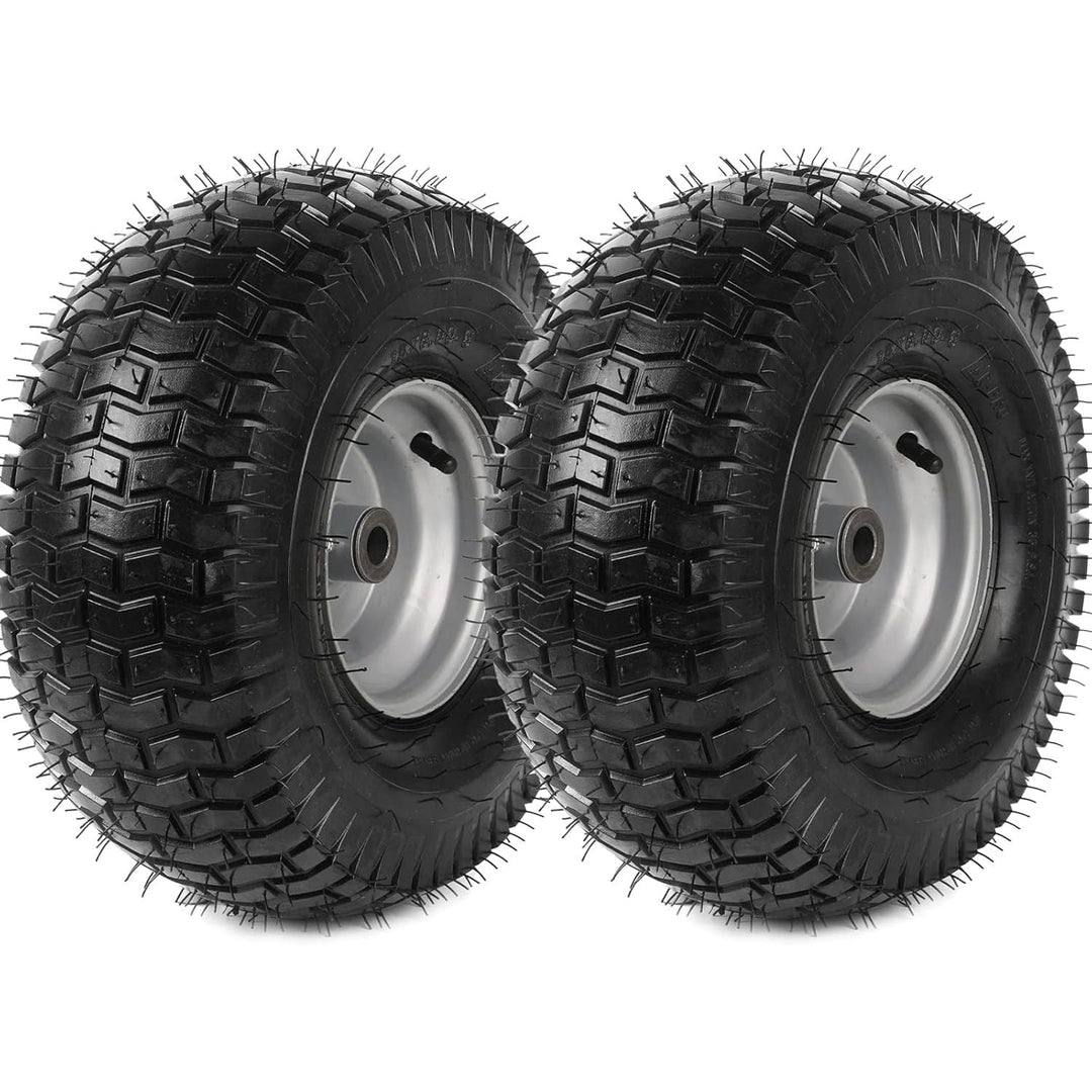 AR - PRO (2 - Pack) 15 x 6.00 - 6 Tire and Wheel Assembly, Replacement Pneumatic Front Lawn Mower Tires for Riding Mower, 3" Offset Hub and 3/4" Bushings, 4Ply, 500 lbs Capacity - Just Closeouts Canada Inc.
