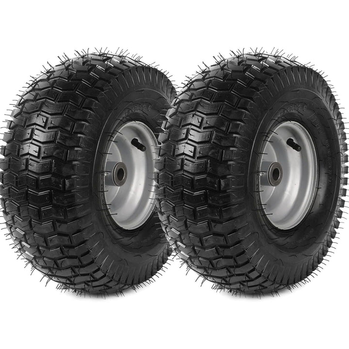 AR - PRO (2 - Pack) 15 x 6.00 - 6 Tire and Wheel Assembly, Replacement Pneumatic Front Lawn Mower Tires for Riding Mower, 3" Offset Hub and 3/4" Bushings, 4Ply, 500 lbs Capacity - Just Closeouts Canada Inc.