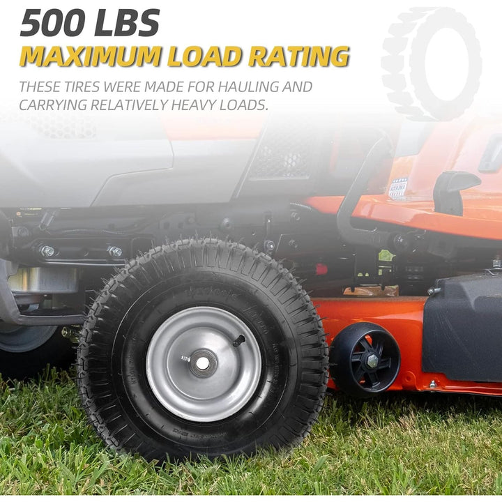 AR - PRO (2 - Pack) 15 x 6.00 - 6 Tire and Wheel Assembly, Replacement Pneumatic Front Lawn Mower Tires for Riding Mower, 3" Offset Hub and 3/4" Bushings, 4Ply, 500 lbs Capacity - Just Closeouts Canada Inc.