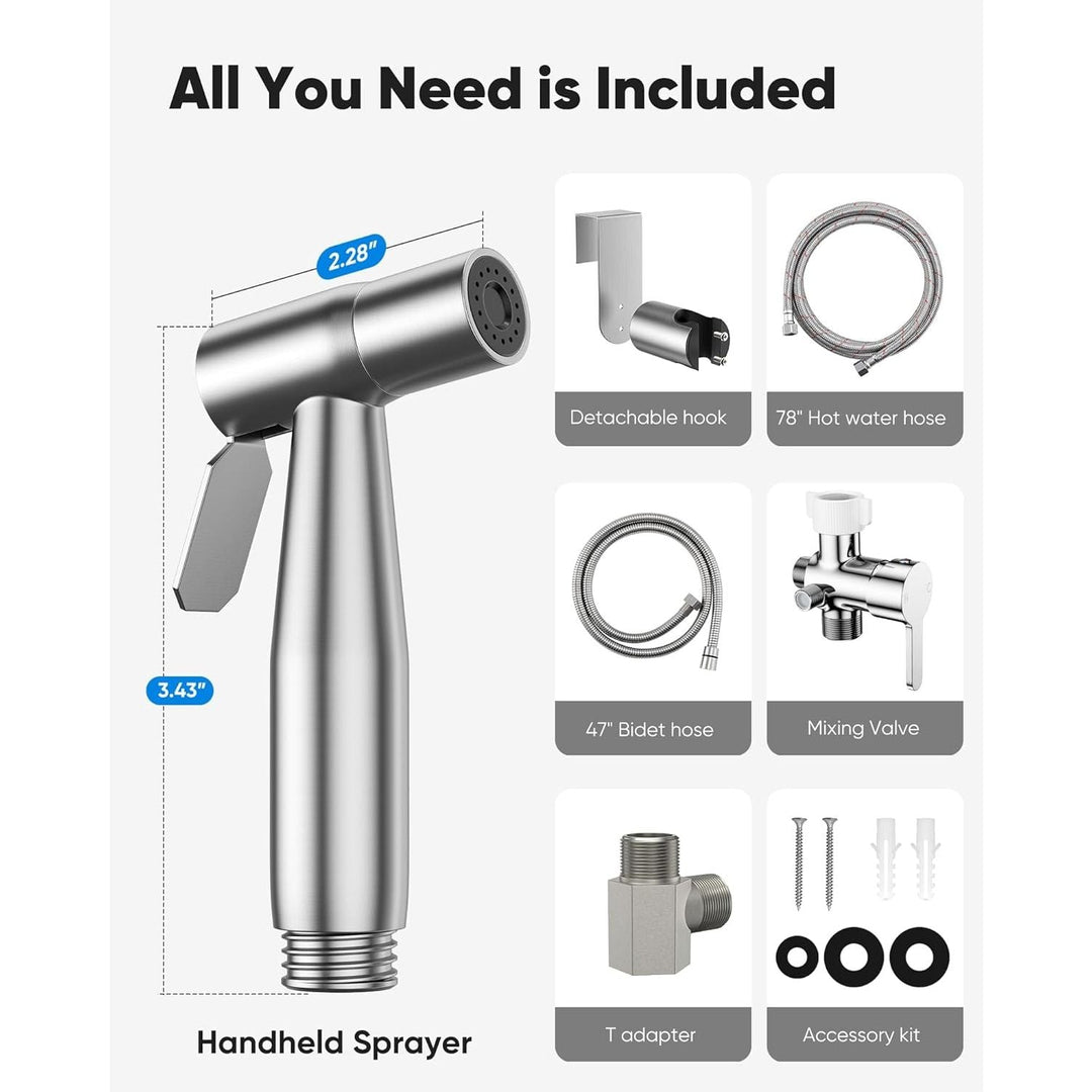 Arofa Hot and Cold Handheld Bidet Sprayer for Toilet, Warm Water Bidet with Adjustable Pressure, Non - Electric Temperature Control for Feminine Wash - Just Closeouts Canada Inc.