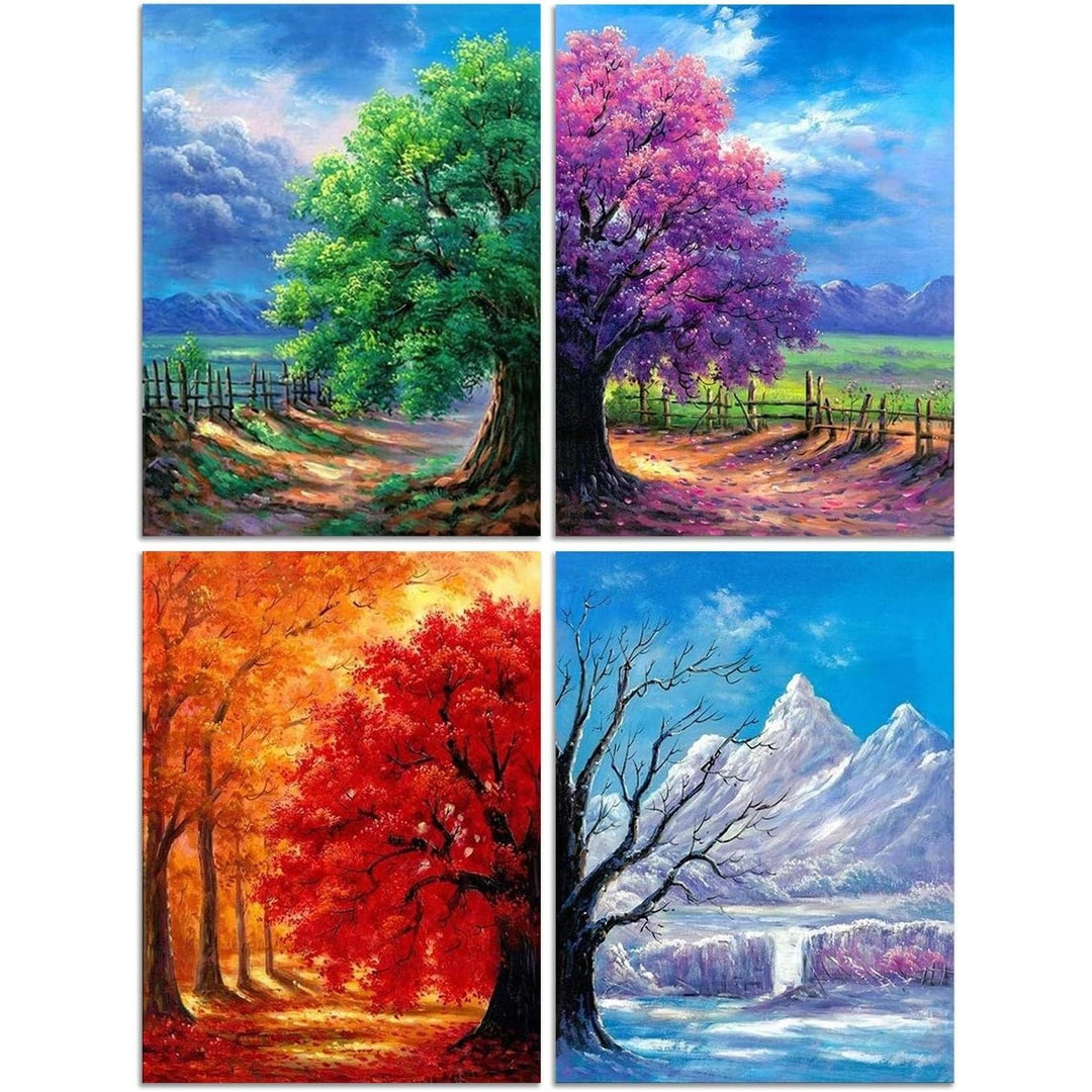 Art 4 Pack 5D Diamond Painting Kits for Adults DIY Drill Diamond Art Kits 4 Seasons Wall Art for Living Room Diamonds Arts and Crafts by Numbers for Beginners - Just Closeouts Canada Inc.