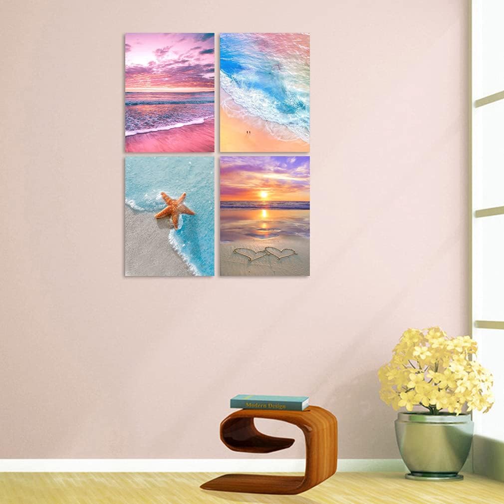 Art 4 Pack 5D Diamond Painting Kits for Adults DIY Drill Diamond Art Kits Arts and Crafts for Beginners Beach and Waves Diamond Wall Art for Living Room - Just Closeouts Canada Inc.