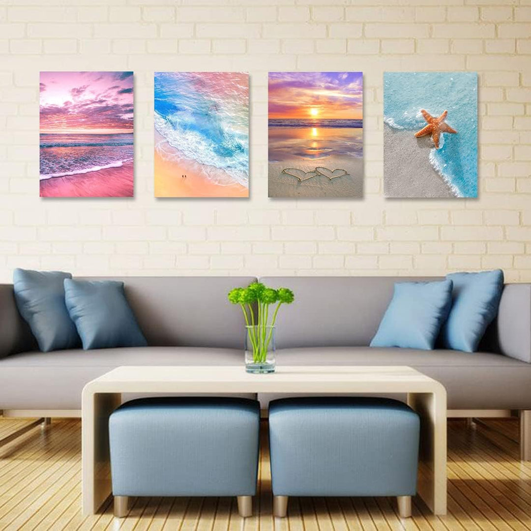 Art 4 Pack 5D Diamond Painting Kits for Adults DIY Drill Diamond Art Kits Arts and Crafts for Beginners Beach and Waves Diamond Wall Art for Living Room - Just Closeouts Canada Inc.