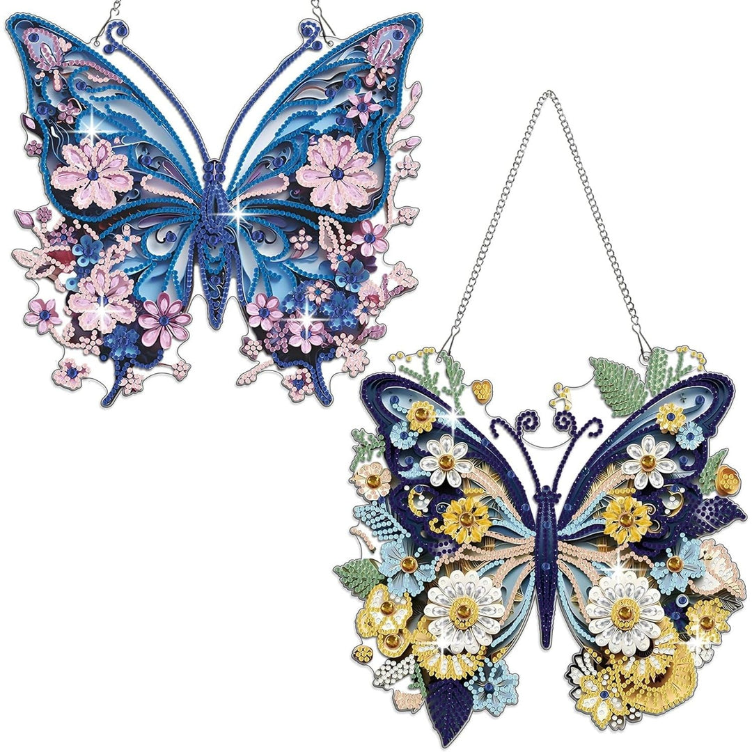 Art 5D Diamond Art Kits for Adults, Butterflies Diamond Hanging Ornament Kits for Windows, DIY Special Shaped Diamond Dot Kits, Crystal Window Hanging Pendant Ornament 2PCS(Butterflies) - Just Closeouts Canada Inc.