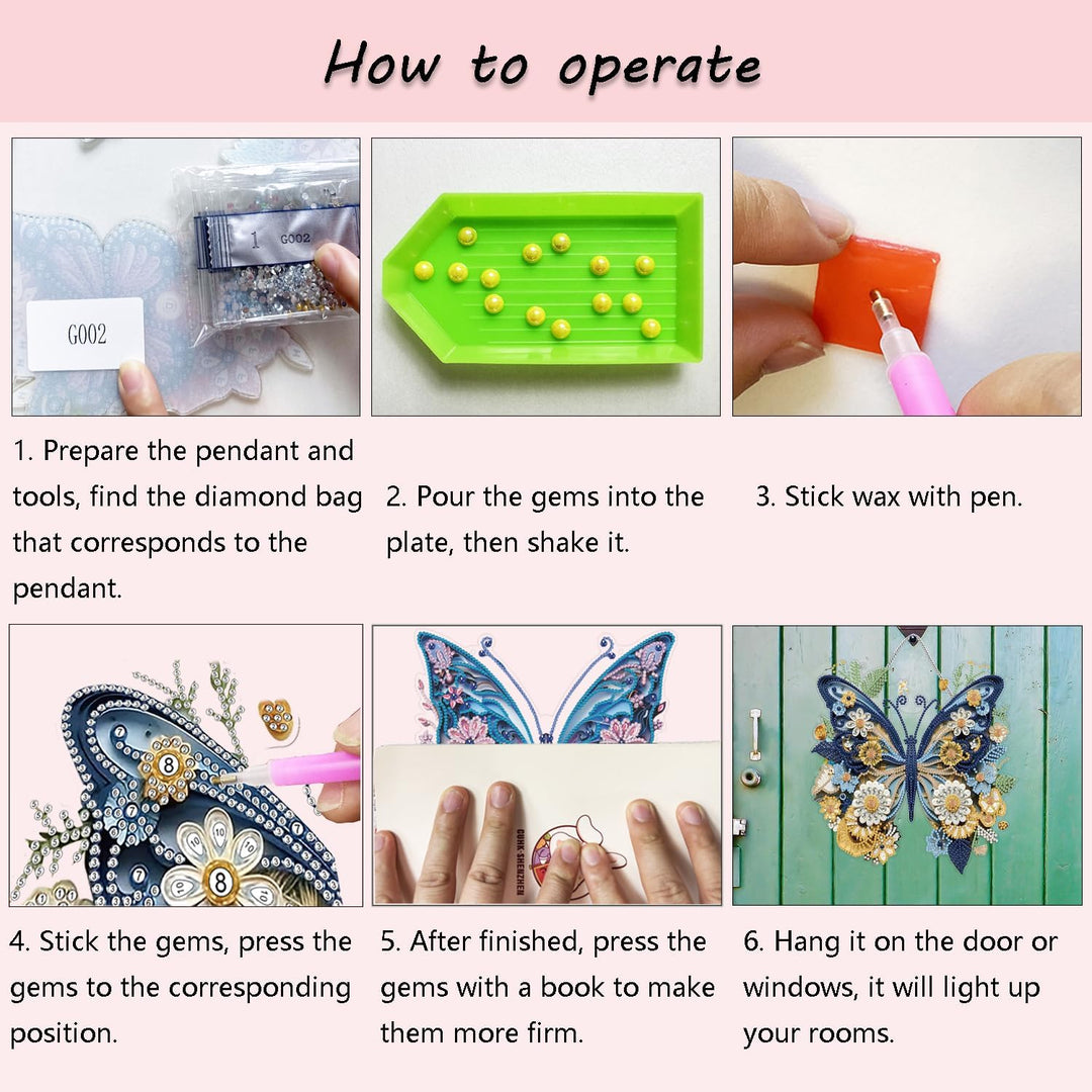 Art 5D Diamond Art Kits for Adults, Butterflies Diamond Hanging Ornament Kits for Windows, DIY Special Shaped Diamond Dot Kits, Crystal Window Hanging Pendant Ornament 2PCS(Butterflies) - Just Closeouts Canada Inc.