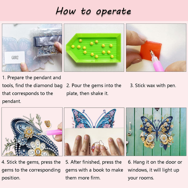 Art 5D Diamond Art Kits for Adults, Butterflies Diamond Hanging Ornament Kits for Windows, DIY Special Shaped Diamond Dot Kits, Crystal Window Hanging Pendant Ornament 2PCS(Butterflies) - Just Closeouts Canada Inc.