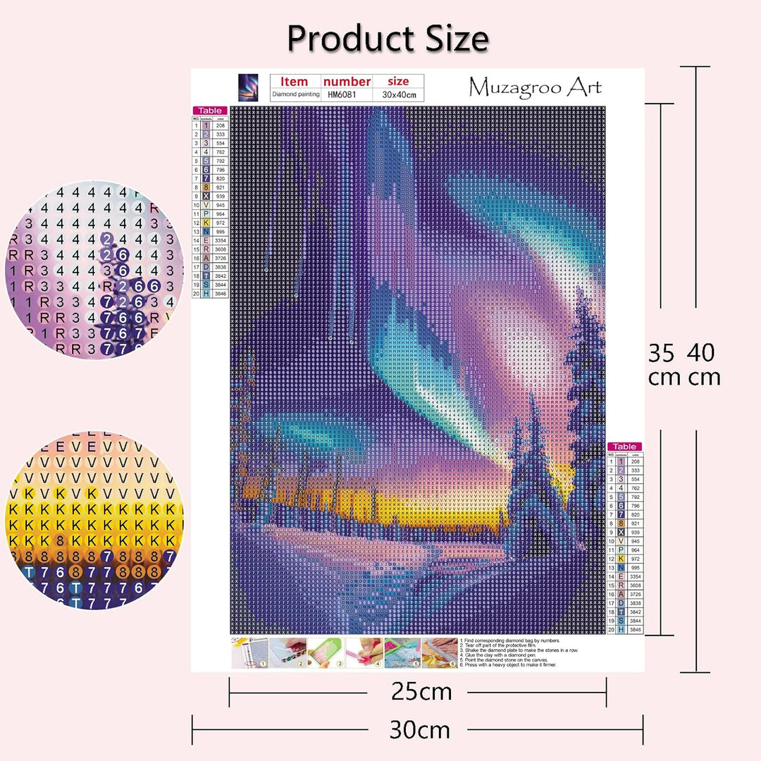 Art 5D Diamond Painting Kits for Adults, Aurora Diamond Art Kits for Beginners, DIY Landscape Diamond Dot Kits Gem Arts and Crafts for Living Room, Gem Painting Living Room 4 PCS Wall Art - Just Closeouts Canada Inc.