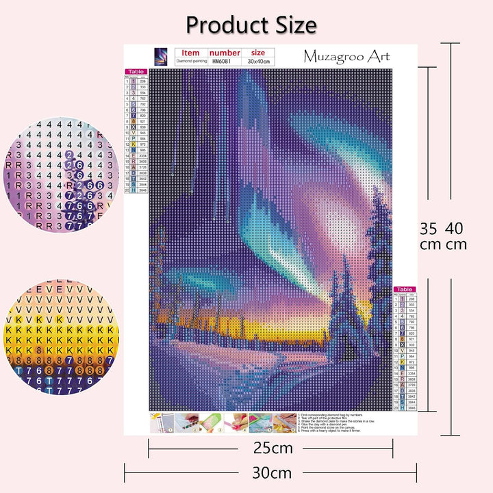 Art 5D Diamond Painting Kits for Adults, Aurora Diamond Art Kits for Beginners, DIY Landscape Diamond Dot Kits Gem Arts and Crafts for Living Room, Gem Painting Living Room 4 PCS Wall Art - Just Closeouts Canada Inc.