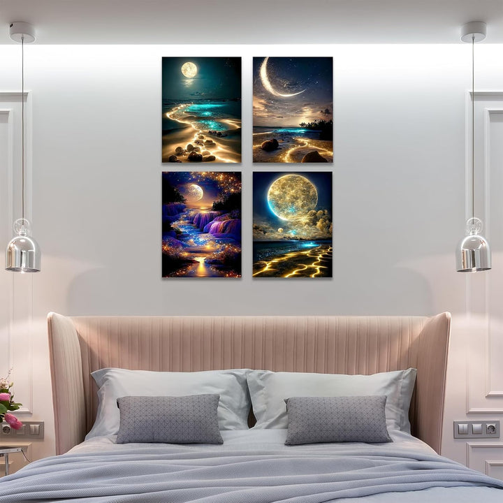 Art Moon Diamond Painting Kits for Adults, 5D Diamond Art Kits for Beginners, DIY Arts and Crafts for Living Room, Kids Room 4 PCS Wall Art - Just Closeouts Canada Inc.