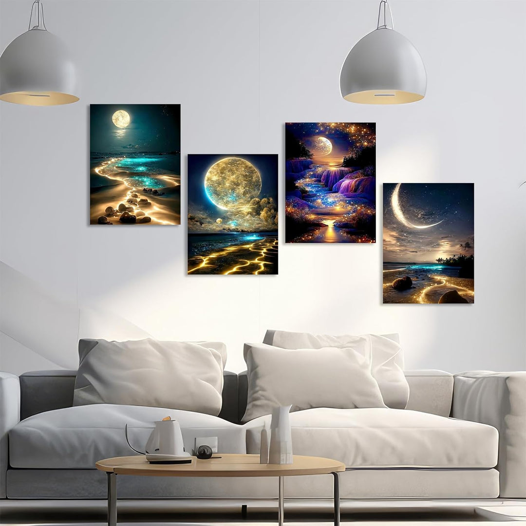 Art Moon Diamond Painting Kits for Adults, 5D Diamond Art Kits for Beginners, DIY Arts and Crafts for Living Room, Kids Room 4 PCS Wall Art - Just Closeouts Canada Inc.