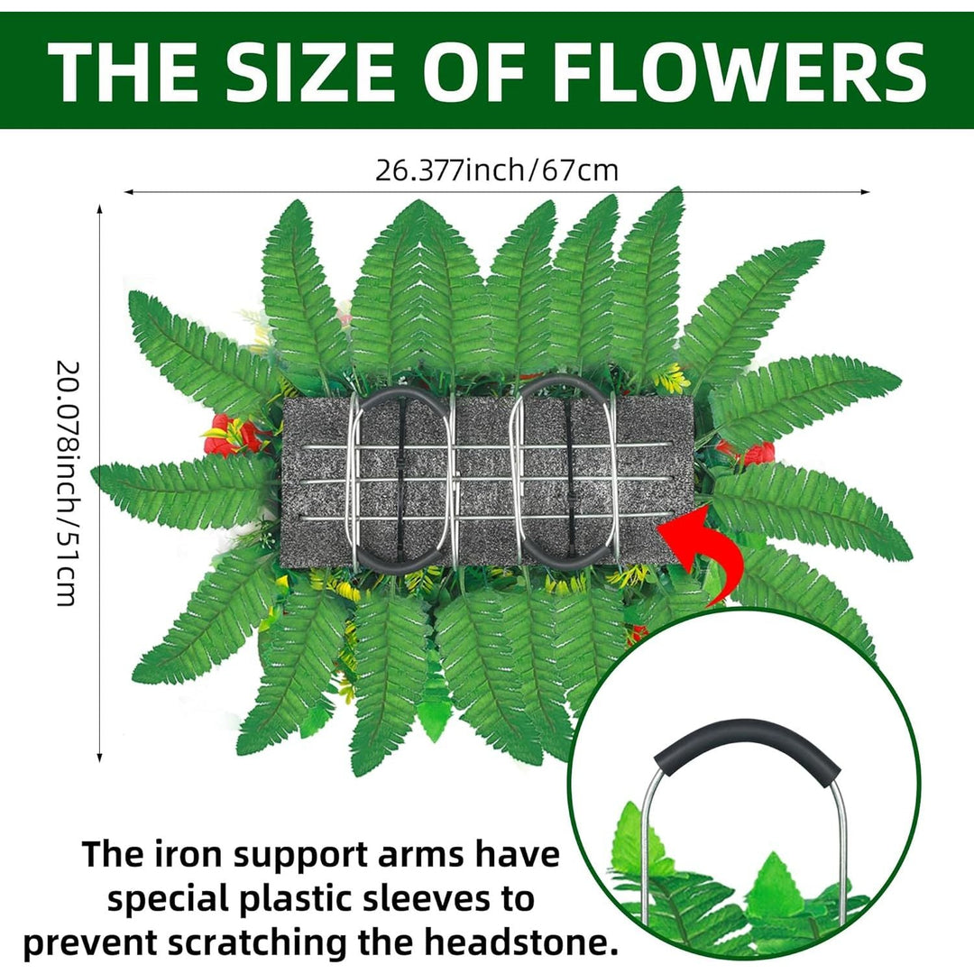 Artificial Cemetery Flowers, Artificial Silk Flower Arrangement ,Artificial Rose Bouquet Grave Memorial Flowers with Headstone Flower Saddle for Gravesite Headstones Decoration (1, Red and white) - Just Closeouts Canada Inc.