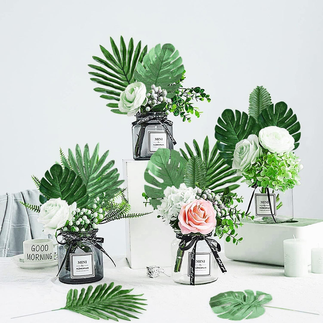 Artificial Tropical Palm & Monstera Leaves – Green, 84 Pieces - Just Closeouts Canada Inc.