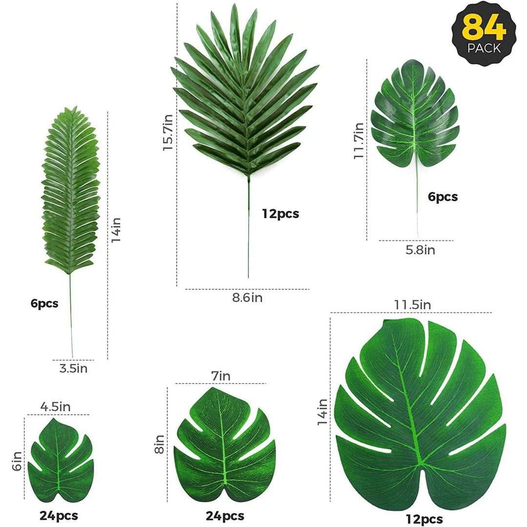 Artificial Tropical Palm & Monstera Leaves – Green, 84 Pieces - Just Closeouts Canada Inc.
