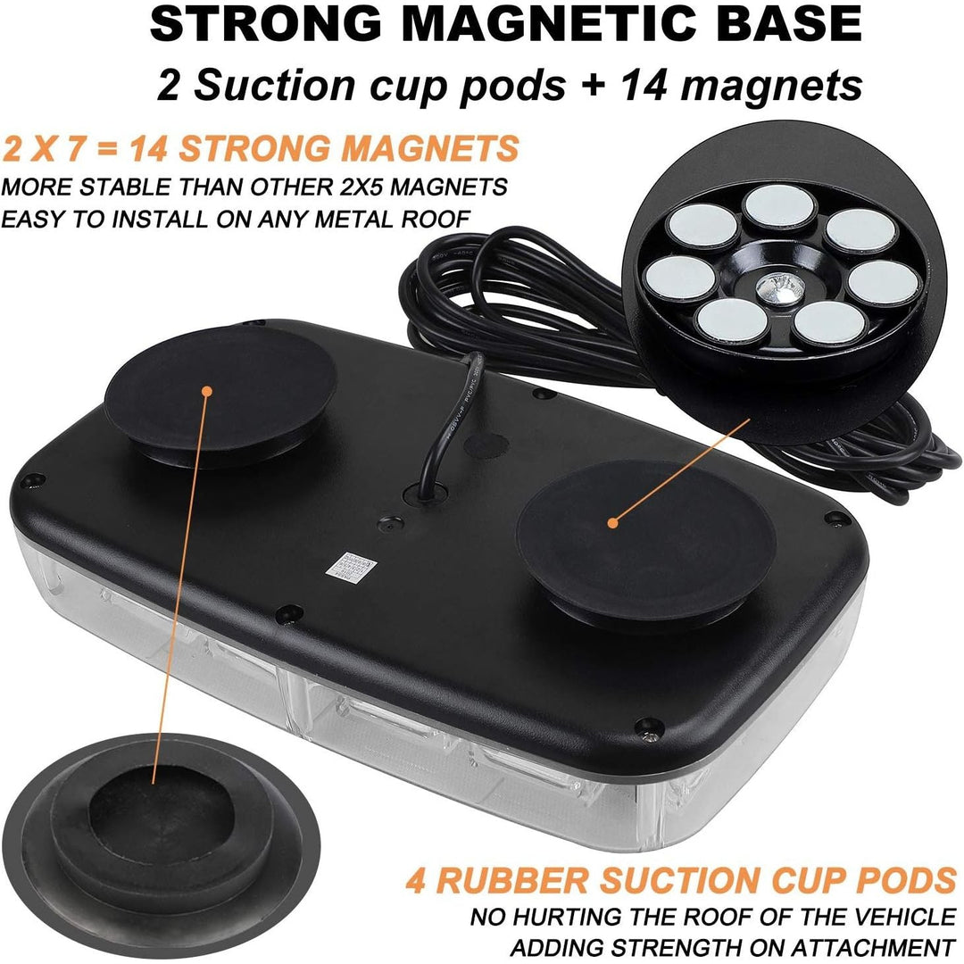 ASPL 2pcs 48LED Roof Top Strobe Lights, High Visibility Emergency Safety Warning LED Mini Strobe Light bar with Magnetic Base for 12 - 24V Snow Plow, Trucks, Construction Vehicles (Amber) - Just Closeouts Canada Inc.