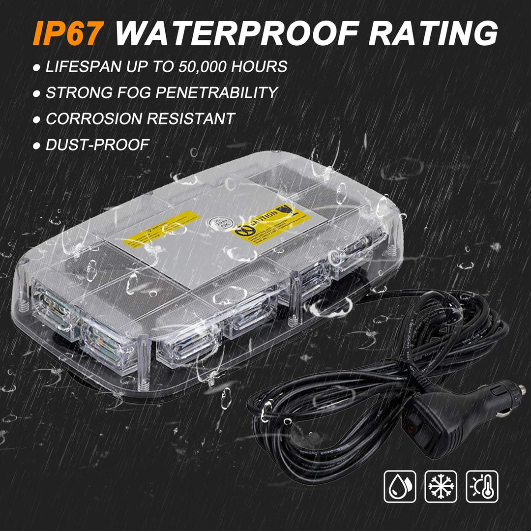 ASPL 2pcs 48LED Roof Top Strobe Lights, High Visibility Emergency Safety Warning LED Mini Strobe Light bar with Magnetic Base for 12 - 24V Snow Plow, Trucks, Construction Vehicles (Amber) - Just Closeouts Canada Inc.