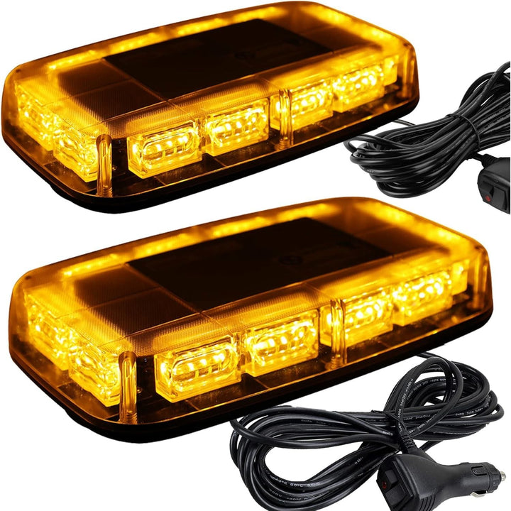 ASPL 2pcs 48LED Roof Top Strobe Lights, High Visibility Emergency Safety Warning LED Mini Strobe Light bar with Magnetic Base for 12 - 24V Snow Plow, Trucks, Construction Vehicles (Amber) - Just Closeouts Canada Inc.