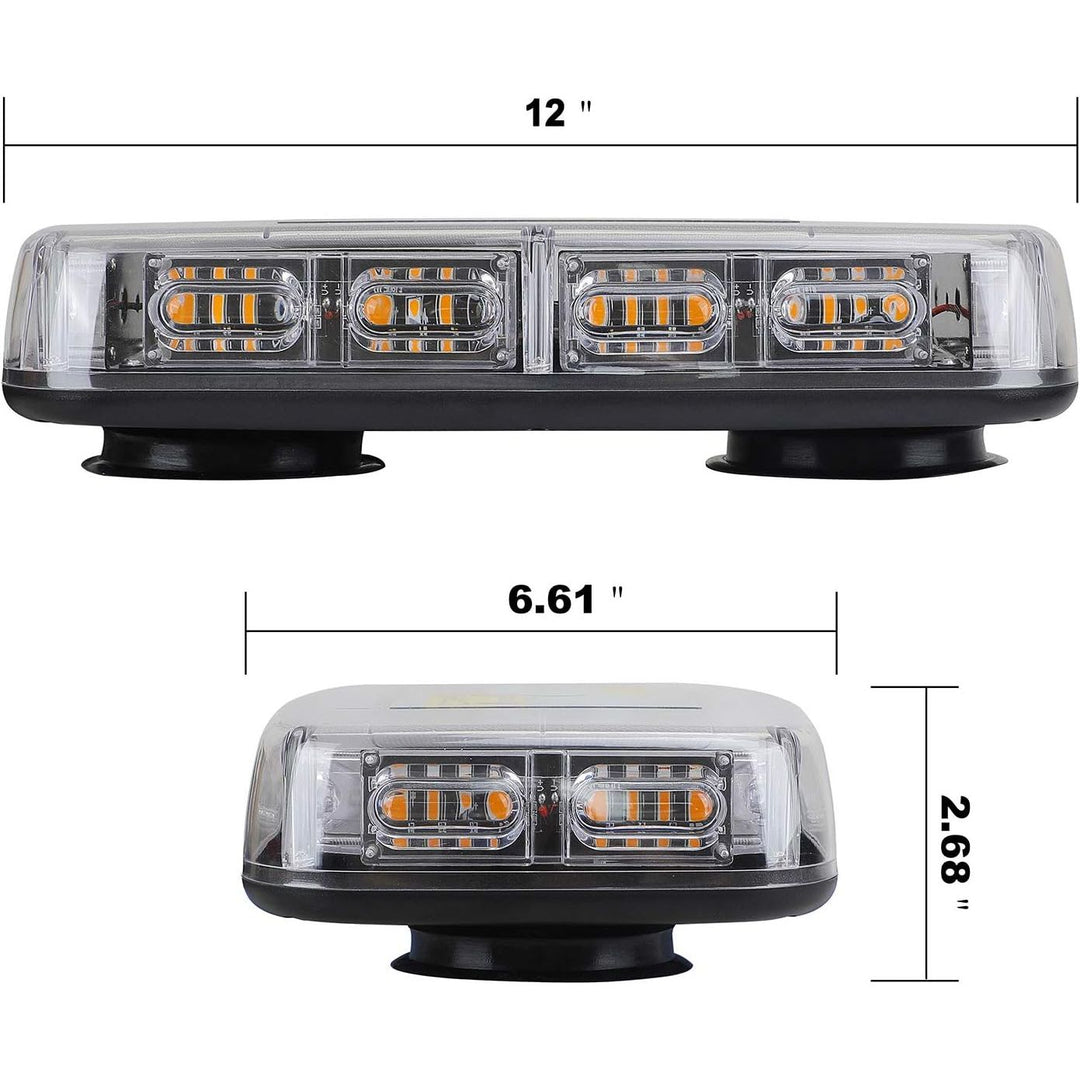 ASPL 2pcs 48LED Roof Top Strobe Lights, High Visibility Emergency Safety Warning LED Mini Strobe Light bar with Magnetic Base for 12 - 24V Snow Plow, Trucks, Construction Vehicles (Amber) - Just Closeouts Canada Inc.