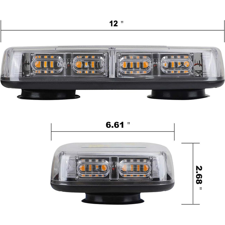ASPL 2pcs 48LED Roof Top Strobe Lights, High Visibility Emergency Safety Warning LED Mini Strobe Light bar with Magnetic Base for 12 - 24V Snow Plow, Trucks, Construction Vehicles (Amber) - Just Closeouts Canada Inc.
