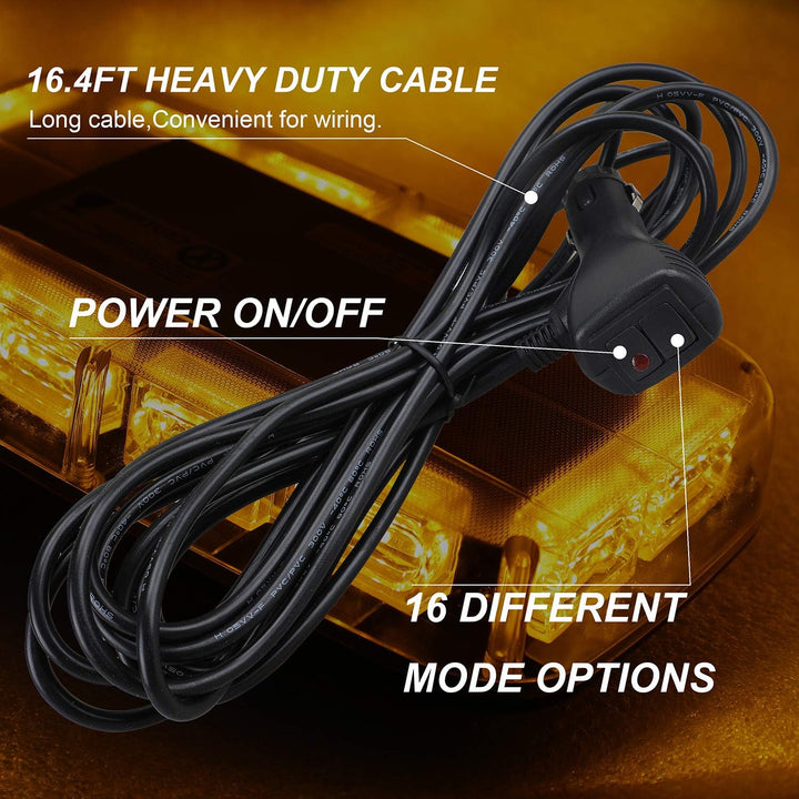 ASPL 2pcs 48LED Roof Top Strobe Lights, High Visibility Emergency Safety Warning LED Mini Strobe Light bar with Magnetic Base for 12 - 24V Snow Plow, Trucks, Construction Vehicles (Amber) - Just Closeouts Canada Inc.