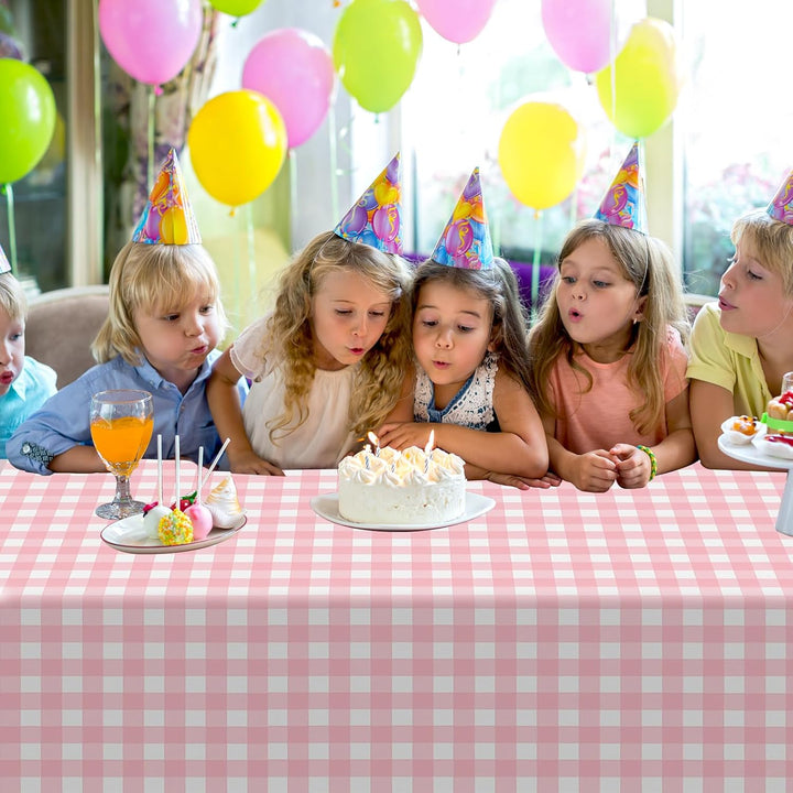 Auch 3 Packs Pink Gingham Tablecloth Pink and White Checkered Tablecloths 54 x 108 Inches Disposable Plastic Gingham Tablecovers Waterproof Rectangle Picnic Table Covers for Birthday Party Supplies - Just Closeouts Canada Inc.