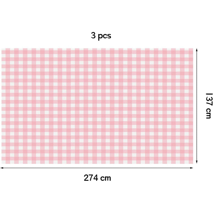 Auch 3 Packs Pink Gingham Tablecloth Pink and White Checkered Tablecloths 54 x 108 Inches Disposable Plastic Gingham Tablecovers Waterproof Rectangle Picnic Table Covers for Birthday Party Supplies - Just Closeouts Canada Inc.