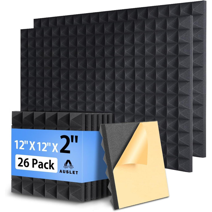 Auslet Sound Proof Panels with Self - Adhesive, 12" X 12" X 2" Wedge Acoustic Foam 36 Pack High Density Soundproof Wall Panels Sound Absorbing Panel Studio Foam for Home Office - Just Closeouts Canada Inc.
