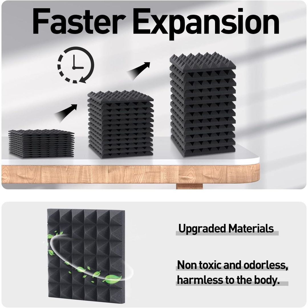 Auslet Sound Proof Panels with Self - Adhesive, 12" X 12" X 2" Wedge Acoustic Foam 36 Pack High Density Soundproof Wall Panels Sound Absorbing Panel Studio Foam for Home Office - Just Closeouts Canada Inc.