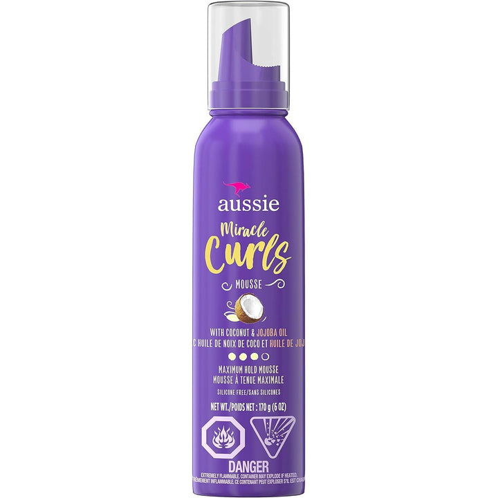 Aussie Miracle Curls Styling Mousse With Coconut & Jojoba Oil, 170g - Just Closeouts Canada Inc.