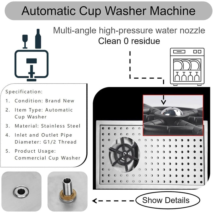Automatic Cup Washer Cleaner, Bar Glass Rinse Automatic G1/2 Stainless Steel Cup Washer Cleaner Steaming Pitcher Rinser Cup Rinser for Sink for Home, Kitchen Sink Accessories,Restaurant(Medium) - Just Closeouts Canada Inc.X003W2UJK5