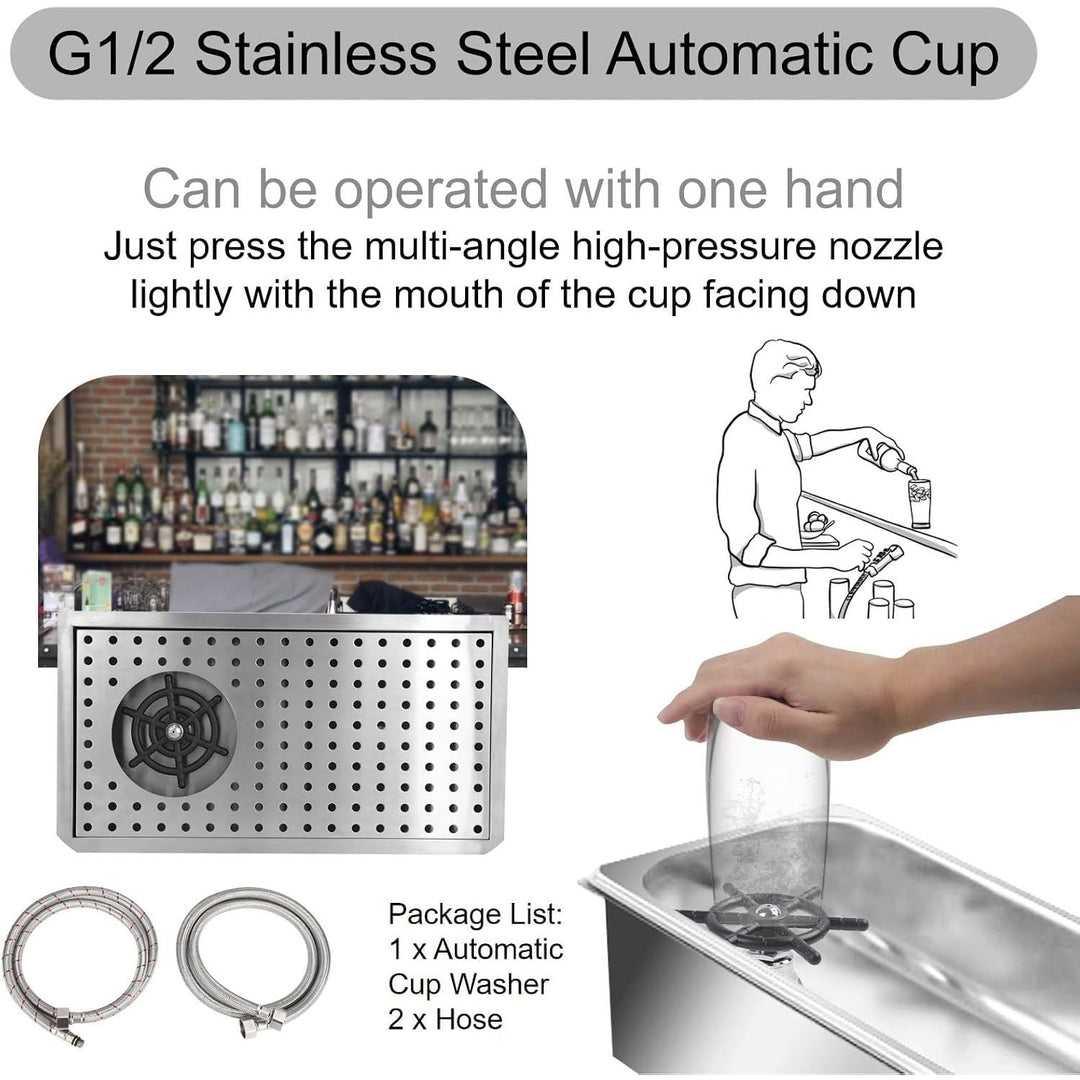 Automatic Cup Washer Cleaner, Bar Glass Rinse Automatic G1/2 Stainless Steel Cup Washer Cleaner Steaming Pitcher Rinser Cup Rinser for Sink for Home, Kitchen Sink Accessories,Restaurant(Medium) - Just Closeouts Canada Inc.X003W2UJK5