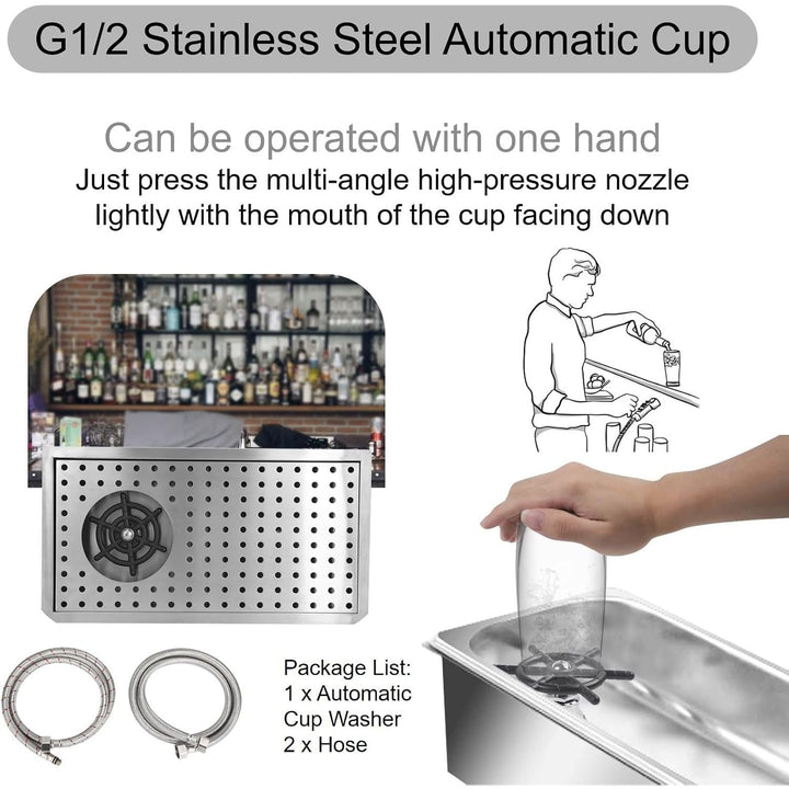 Automatic Cup Washer Cleaner, Bar Glass Rinse Automatic G1/2 Stainless Steel Cup Washer Cleaner Steaming Pitcher Rinser Cup Rinser for Sink for Home, Kitchen Sink Accessories,Restaurant(Medium) - Just Closeouts Canada Inc.X003W2UJK5