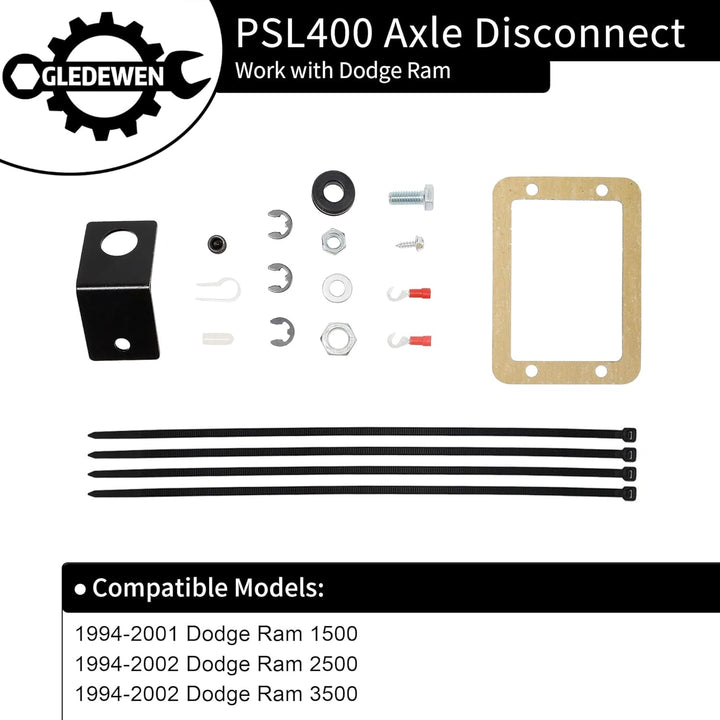 Axle Disconnect Differential Cable Lock Kit, Compatible with Dodge Ram 1500 2500 3500 1994 1995 1996 1997 1998 1999 2000 2001 2002 Front Axle Actuator Engagement System | Replaces PSL400, 450400 - Just Closeouts Canada Inc.