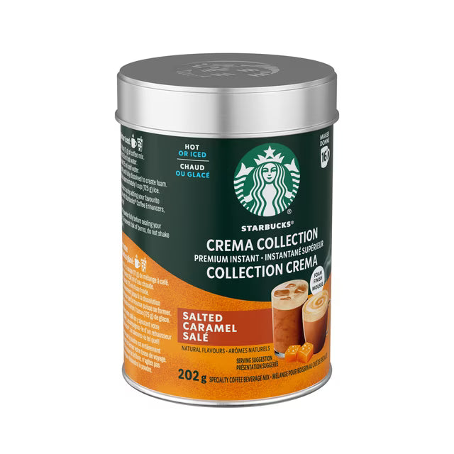 STARBUCKS Crema Collection Salted Caramel Premium Instant Coffee Mix, Enjoy Hot or Iced, 202g