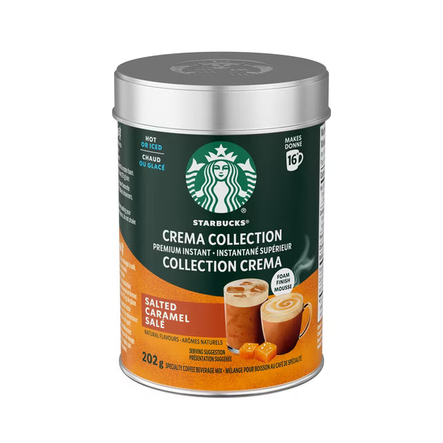 STARBUCKS Crema Collection Salted Caramel Premium Instant Coffee Mix, Enjoy Hot or Iced, 202g