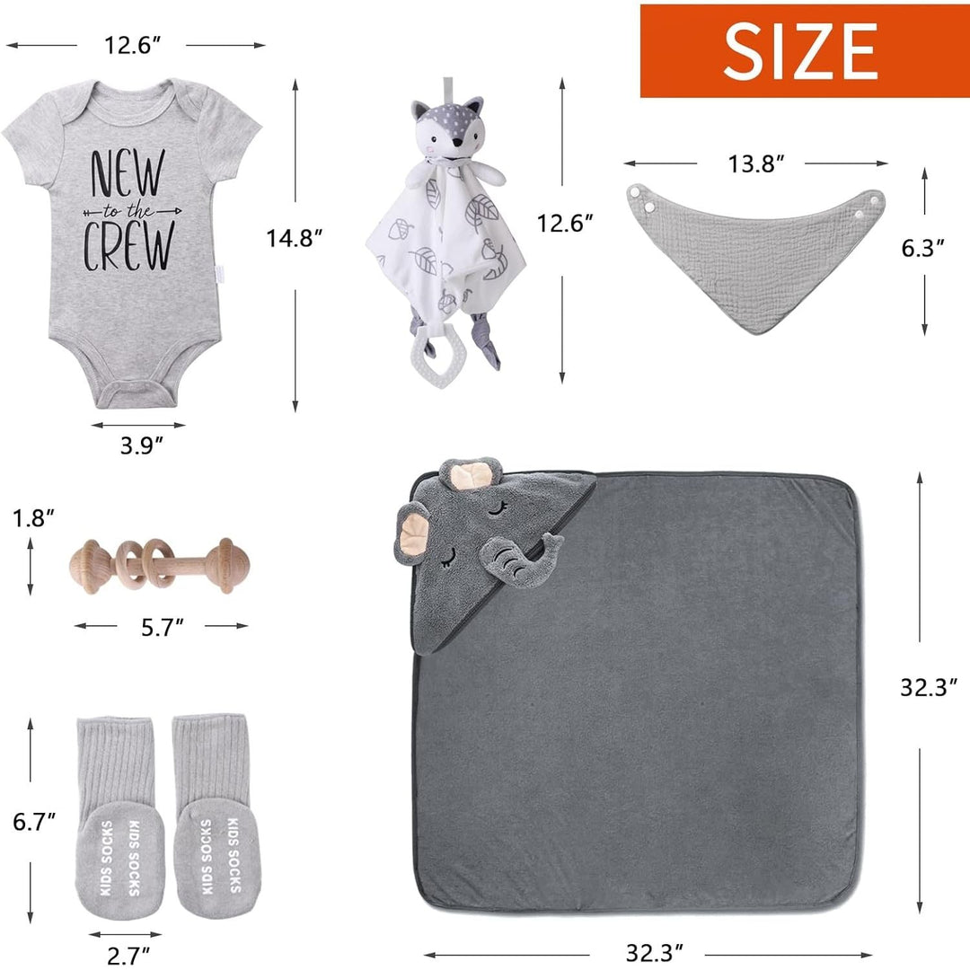 Baby Boy Girl Gift Box Set Newborn Baby Blanket, Newborn Lovey Security Blanket, Baby Wooden Rattle Toy, New Born Clothes Bibs Socks - Just Closeouts Canada Inc.