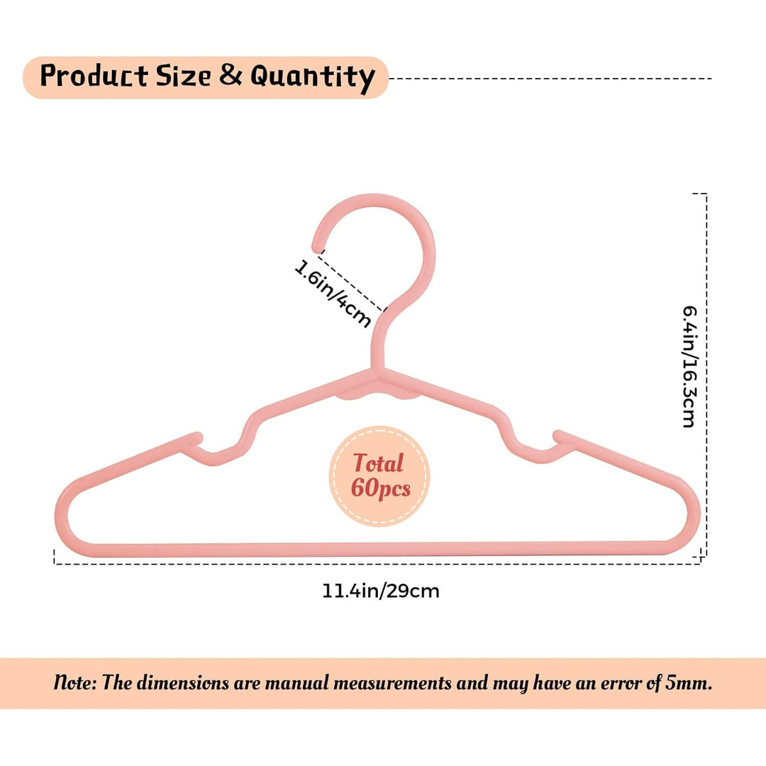 Baby Hangers for Closet - 11.4 Inch 60 Pack Plastic Kids Hangers - Children Hangers & Infant Hangers & Toddler Hangers for Clothes (Pink) - Just Closeouts Canada Inc.X003SAZR5N