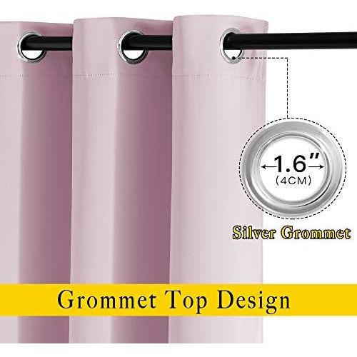 Baby Pink Blackout Grommet Curtains, 52 x 84 in, Set of 2 - Just Closeouts Canada Inc.