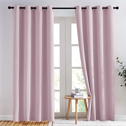 Baby Pink Blackout Grommet Curtains, 52 x 84 in, Set of 2 - Just Closeouts Canada Inc.