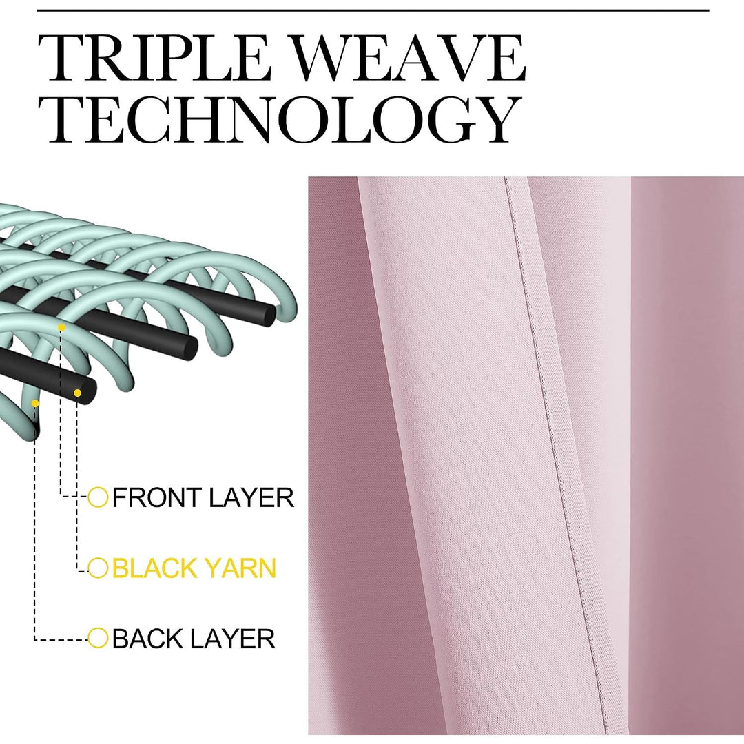 Baby Pink Room Darkening Back-Tab Curtains, 52 x 84 in, Set of 2 - Just Closeouts Canada Inc.