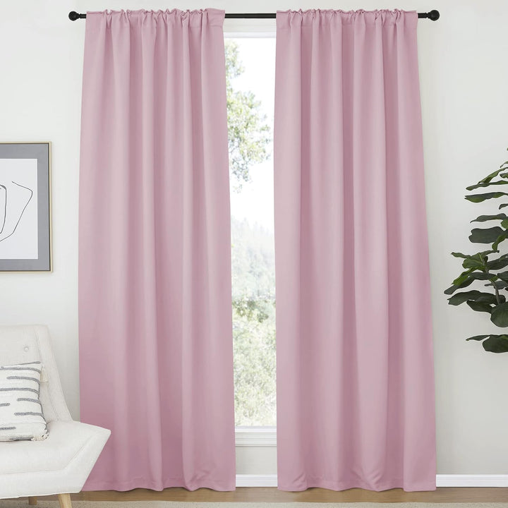Baby Pink Room Darkening Back-Tab Curtains, 52 x 84 in, Set of 2 - Just Closeouts Canada Inc.