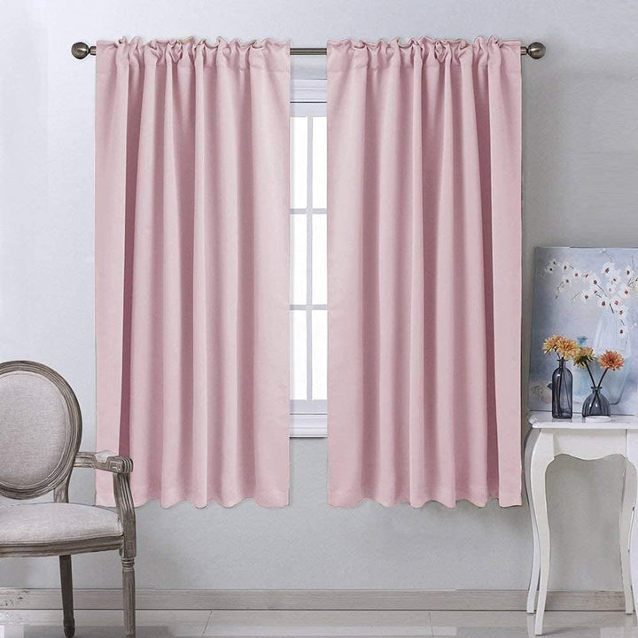 Baby Pink Room-Darkening Back-Tab & Rod-Pocket Curtains, 52 x 63 in, 2 Panels - Just Closeouts Canada Inc.