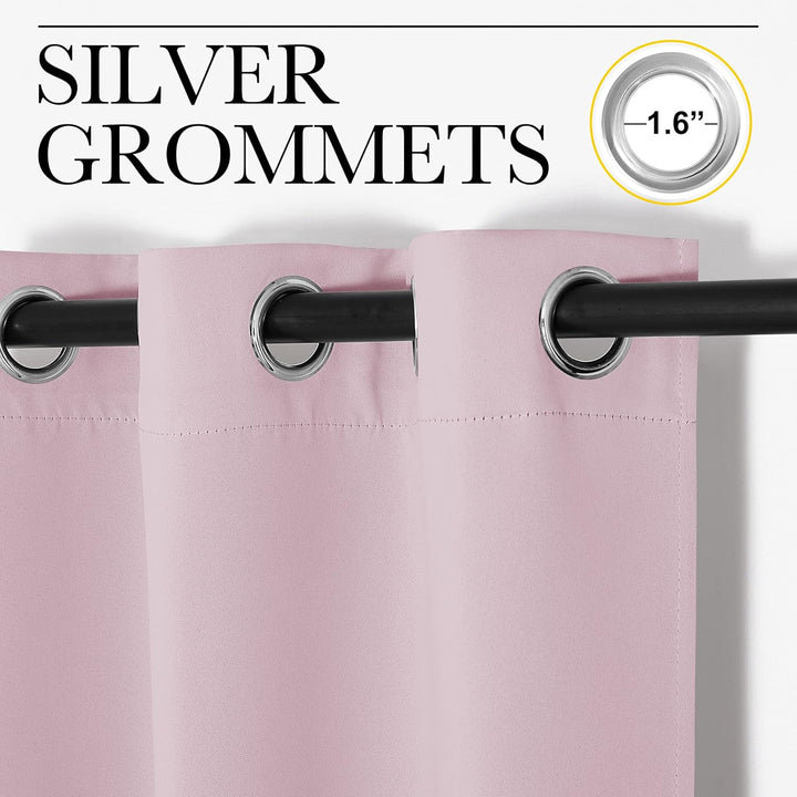 Baby Pink Room-Darkening Grommet Curtains, 42 x 63 in, 2 Panels - Just Closeouts Canada Inc.