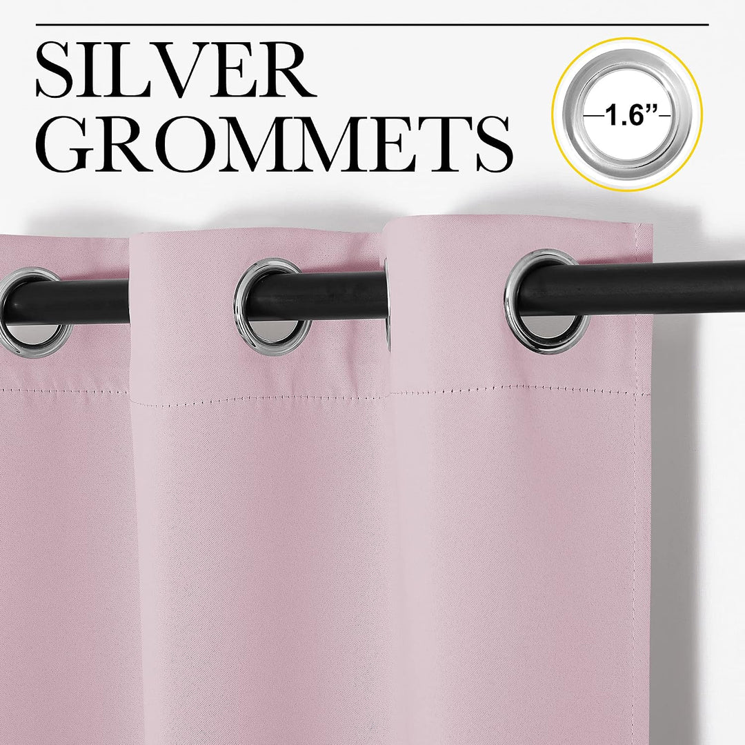 Baby Pink Room-Darkening Grommet Curtains, 42 x 84 in, 2 Panels - Just Closeouts Canada Inc.