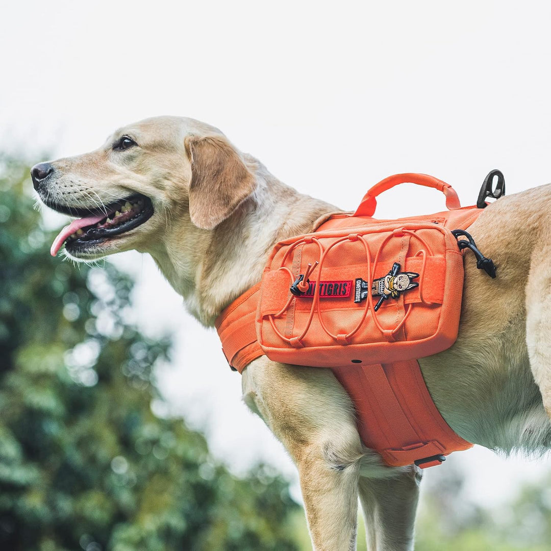 Backpack for Dogs to Wear Pet Back Pack with Padded Handle and Leash Attachment Point for Dog with 17" - 23.5" Neck Girth and 25" - 31" Chest (Orange, Large) - Just Closeouts Canada Inc.