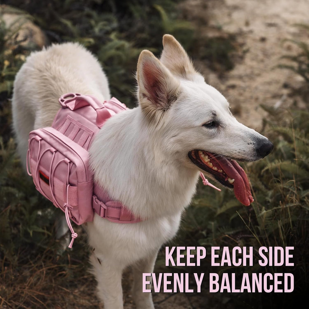 Backpack for Dogs to Wear Pet Back Pack with Padded Handle and Leash Attachment Point for Dog with 17"-23.5" Neck Girth and 25"-31" Chest (Pink, Large) - Just Closeouts Canada Inc.