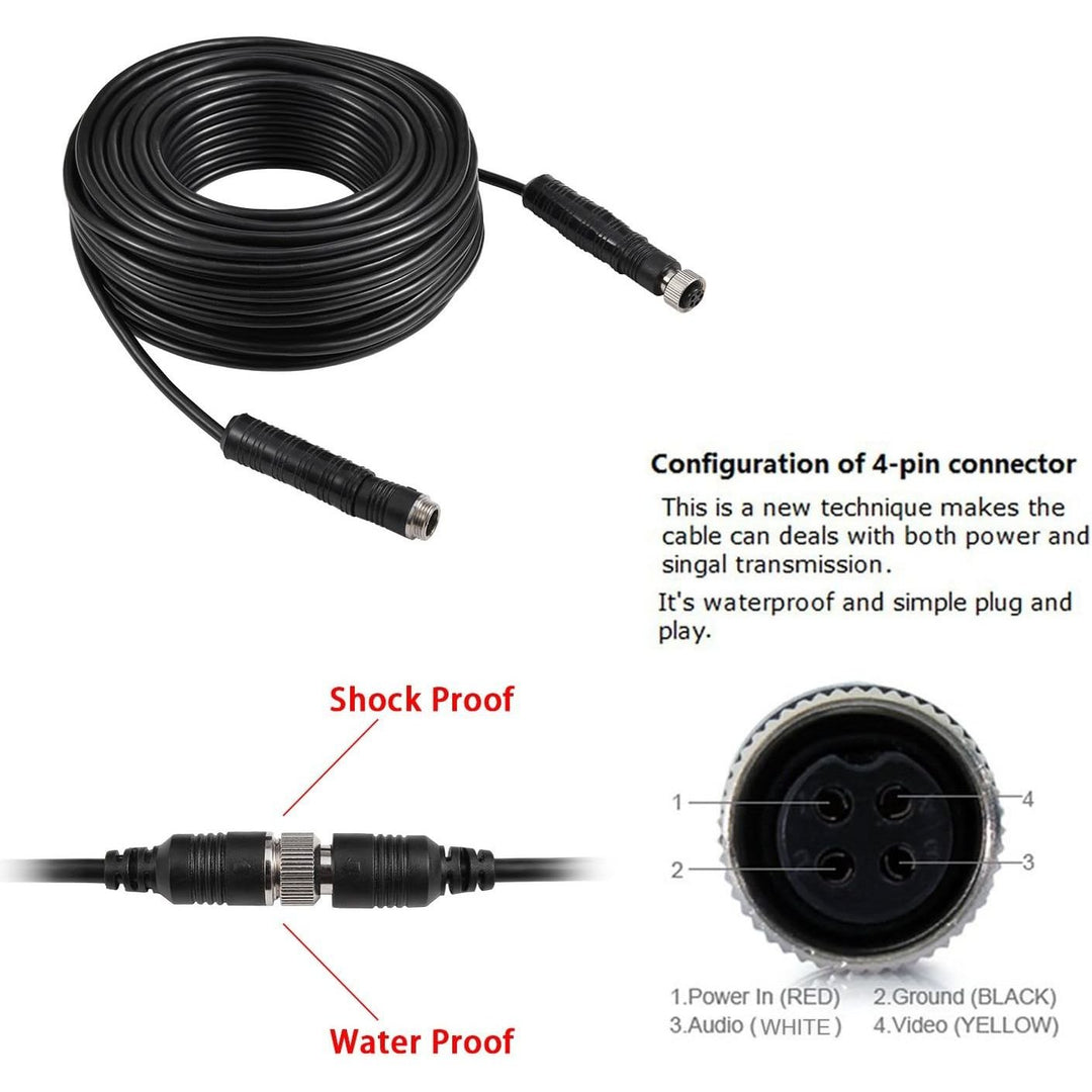 Backup Camera Cable 4PIN Video Power Aviation Extension Wire for Vehicle Car Camper Bus Van Truck Motorhome Trailer RV Reverse Rearview Parking Monitor CCTV System Waterproof Shock Proof 20m 65.7ft - Just Closeouts Canada Inc.X002GR3L5H